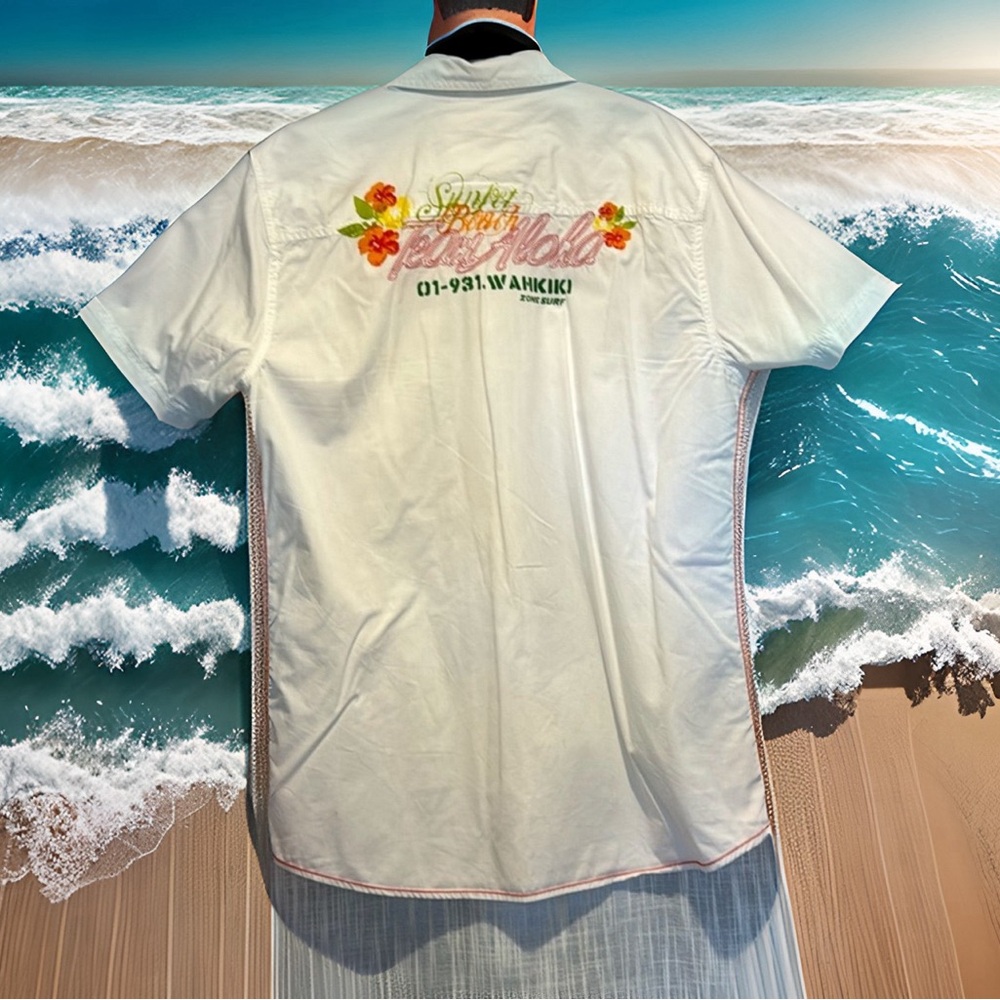 Red Camel Team Aloha Wahkiki Zone Surf 100% cotton short-sleeve shirt (EUC)